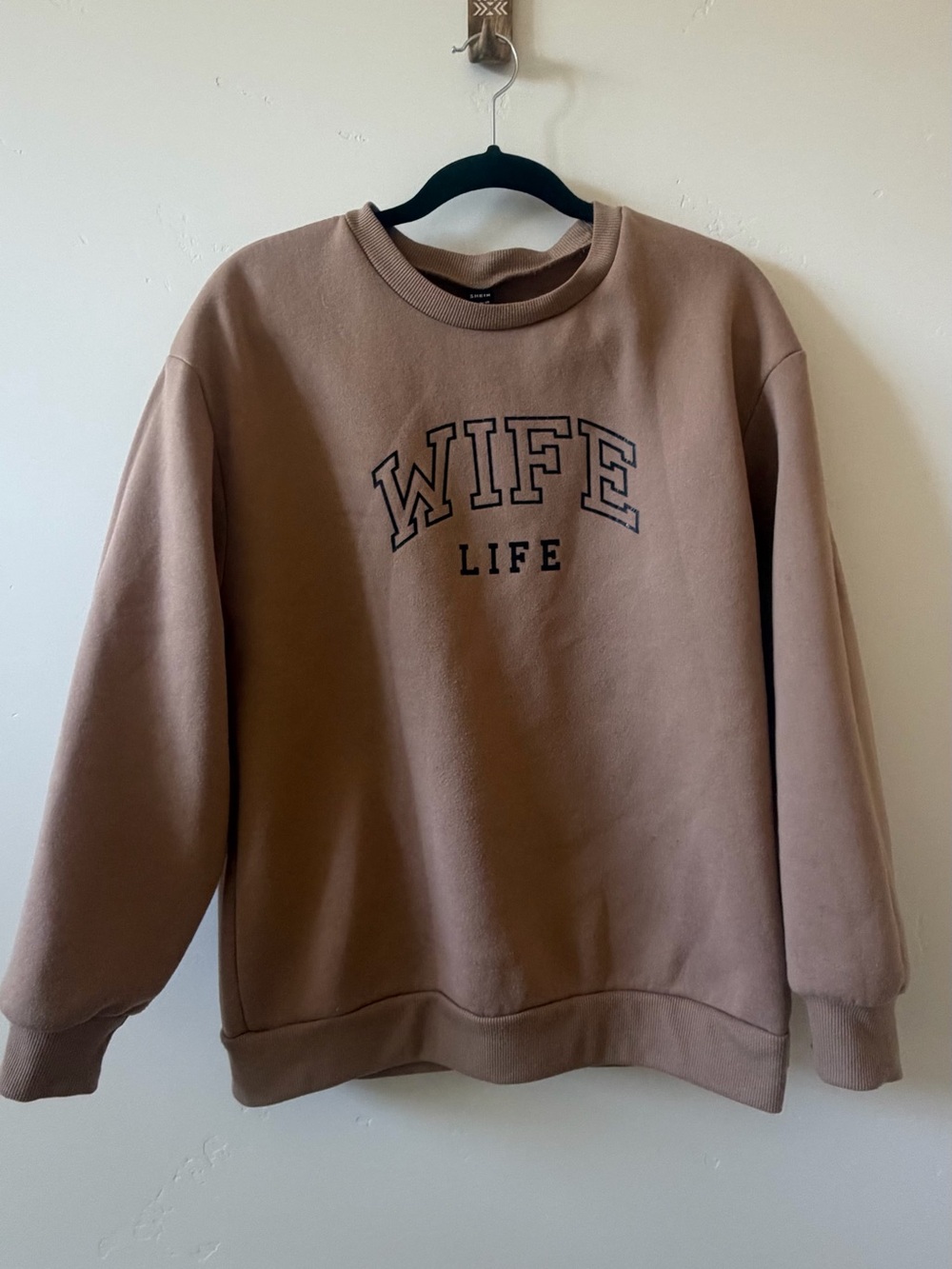 Wife Life Graphic Crewneck Sweatshirt - Taupe
